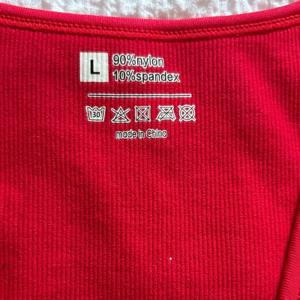 OQQ  Red V-Neck Bodysuit Medium Compression Large - Picture 2 of 5